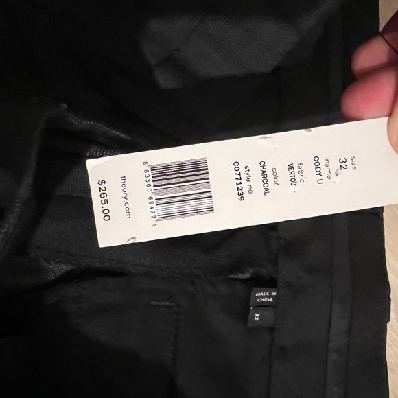 New Mens Theory Charcoal Dress Pants - Picture 3 of 4